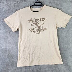 Mens Shirt 'We're All We Have' Antique Linen Print Original Use Size M